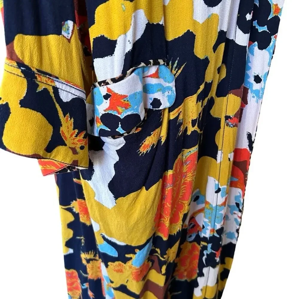 Free People Wild Nights Mixed Print Floral Leopard Duster Kimono L